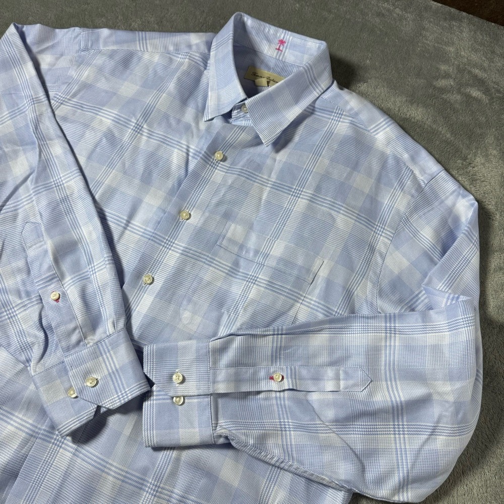 Tommy Bahama Blue Plaid 100% Cotton Longsleeve Button Shirt Size 15 1/2 32-33